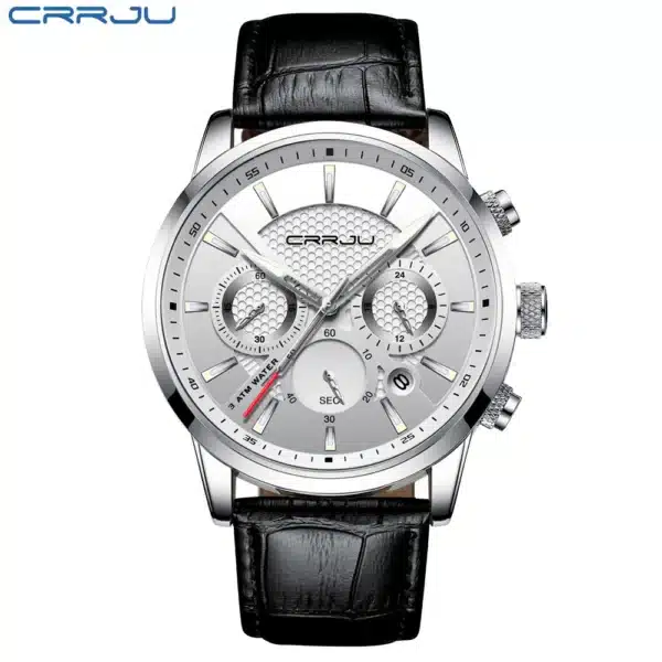 Quartz Watch CRRJU New Luxury Men Outdoor Mens Watches Sport Watches Chronograph Wristwatch Clock Leather Wrist Watch - Image 15