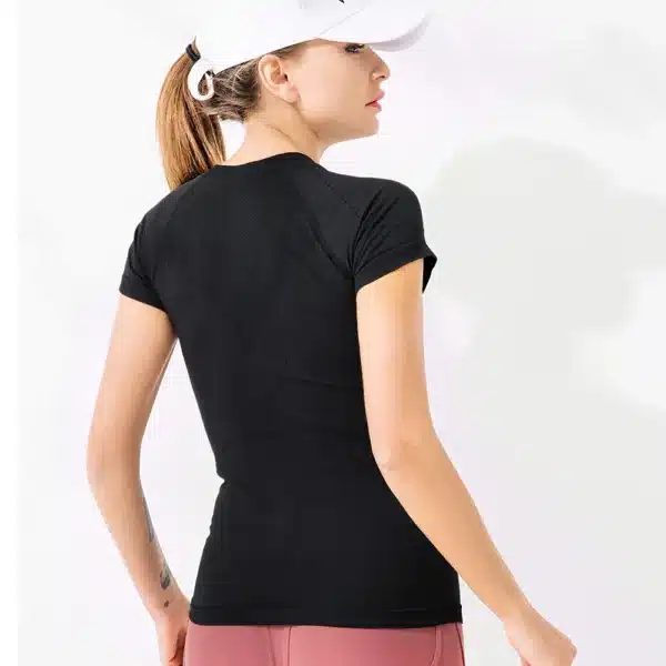 New Women Workout Shirts Yoga Tops Activewear Round-Neck T-Shirts Running Fitness Sports Short Sleeve Tees Loose Top Tshirt - Image 21