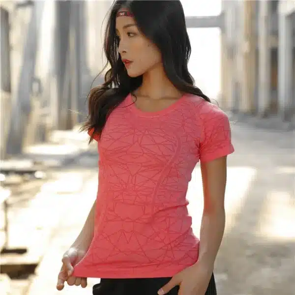New Women Workout Shirts Yoga Tops Activewear Round-Neck T-Shirts Running Fitness Sports Short Sleeve Tees Loose Top Tshirt - Image 5