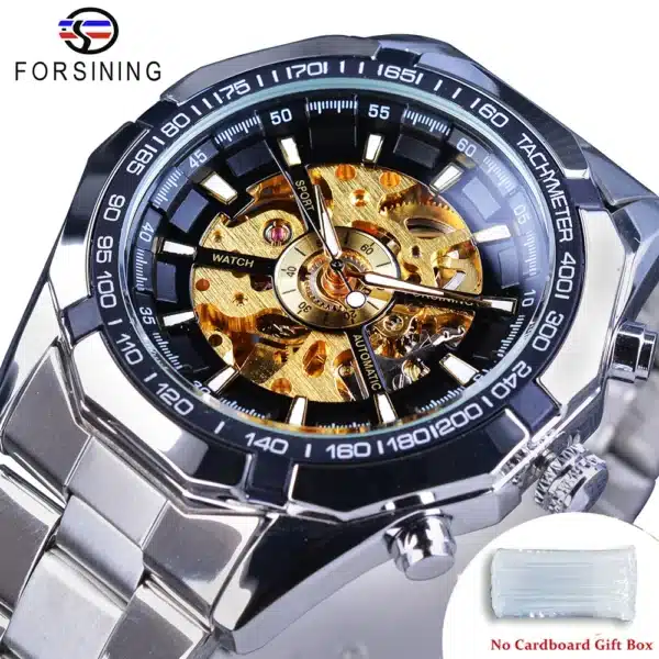 Forsining 2025 Stainless Steel Waterproof Mens Skeleton Watches Top Brand Luxury Transparent Mechanical Sport Male Wrist Watches - Image 10