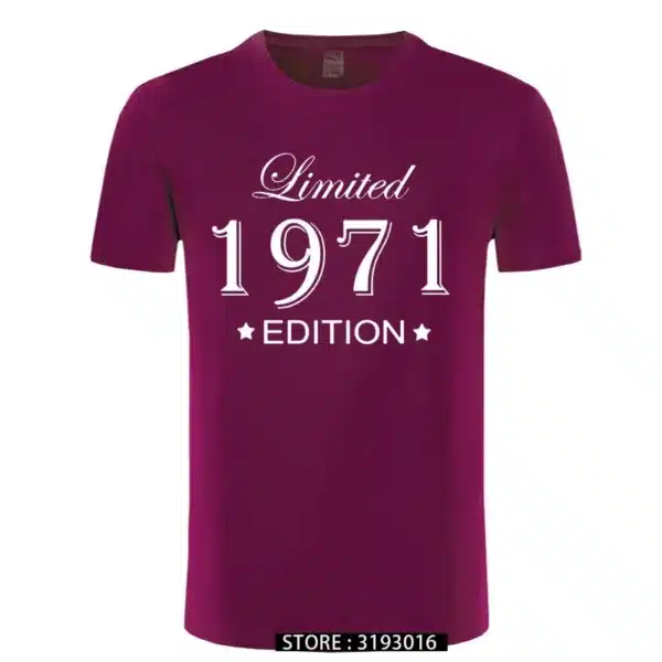 Man Made in 1971 T-shirt Tops Limited Edition 1971 T Shirts Short Sleeve Funny Birthday Tshirts for Men - Image 26