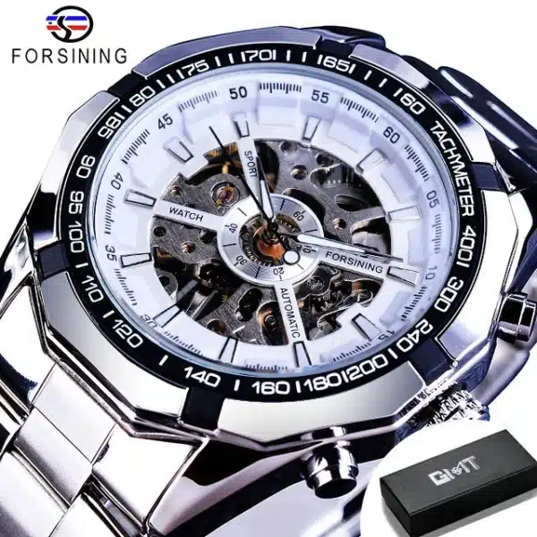 Forsining 2025 Stainless Steel Waterproof Mens Skeleton Watches Top Brand Luxury Transparent Mechanical Sport Male Wrist Watches - Image 11