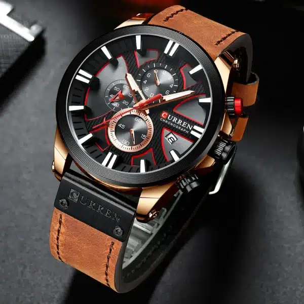 CURREN Watch Chronograph Sport Mens Watches Quartz Clock Leather Male Wristwatch Relogio Masculino Fashion Gift for Men - Image 6