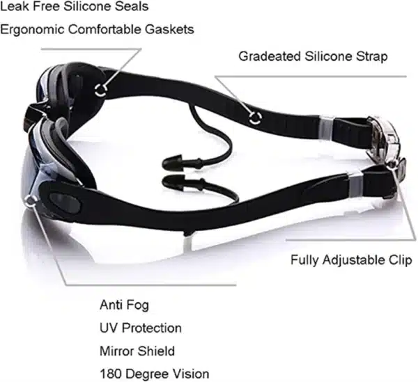 Adult Myopia Swimming Goggles Earplug Professional Pool Glasses Anti Fog Men Women Optical Waterproof Eyewear  Diopter - Image 5