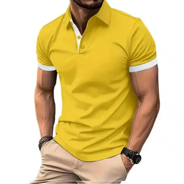 Summer Short Sleeve Polo Shirt Mens Large Stritching T Shirts Lapel Business Breathable Tee Shirt Lightweight Sweatwear - Image 4