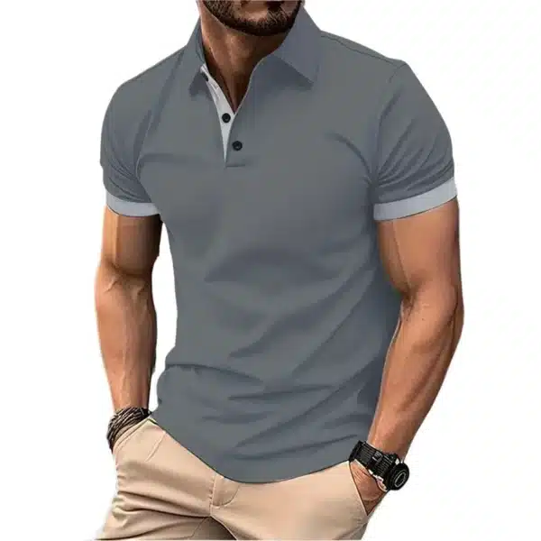 Summer Short Sleeve Polo Shirt Mens Large Stritching T Shirts Lapel Business Breathable Tee Shirt Lightweight Sweatwear - Image 10