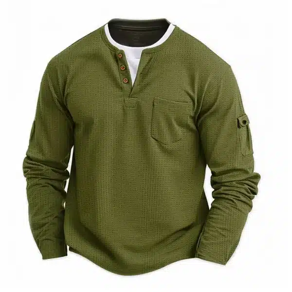 Polo Shirts, Fashion Splicing Bottom Shirt, Fake Two Double Layer V-Neck Men's Long Sleeve T-Shirt, Polo Shirts - Image 8
