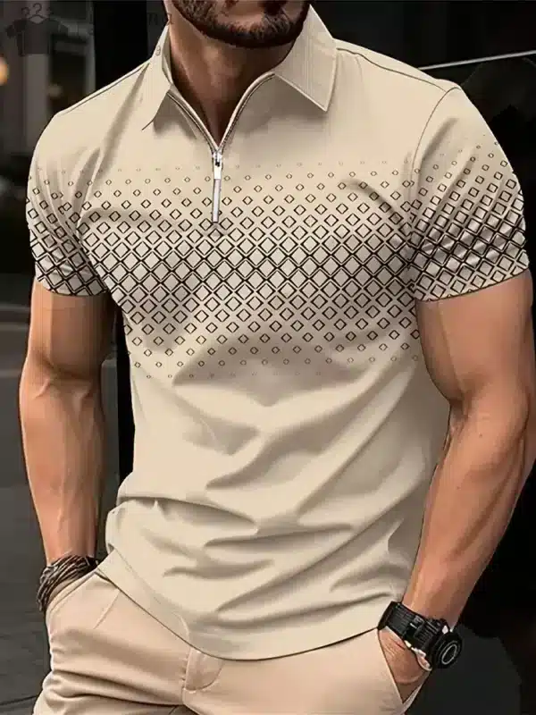 Men Polo Zipper Polo Shirt Solid Golf Tops Daily Outdoor Tees Business Casual Style Shirts Loose Oversized Men T-Shirt Clothing - Image 11
