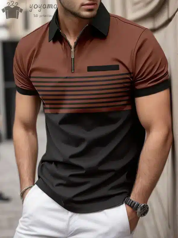 Men Polo Zipper Polo Shirt Solid Golf Tops Daily Outdoor Tees Business Casual Style Shirts Loose Oversized Men T-Shirt Clothing - Image 9