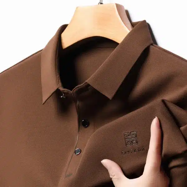 Slim Fit Blouse Collar T-shirt，Men's New Polo Shirt, Seamless Premium Luxury Cool Fabric, Business Casual Golf，POLOS - Image 10