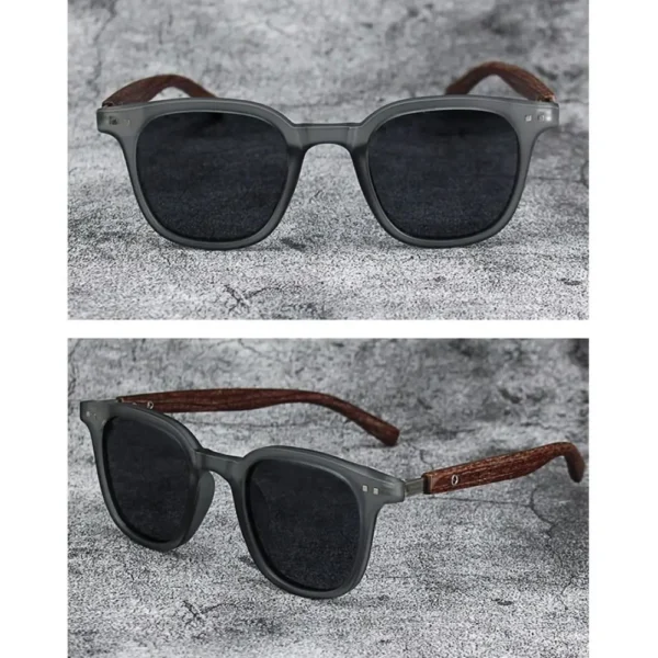 Trendy Retro Wood Grain Sunglasses for Women and Men New Square Frame Sun Glasses UV Protection Cycling Eyewear Outdoor Street - Image 4