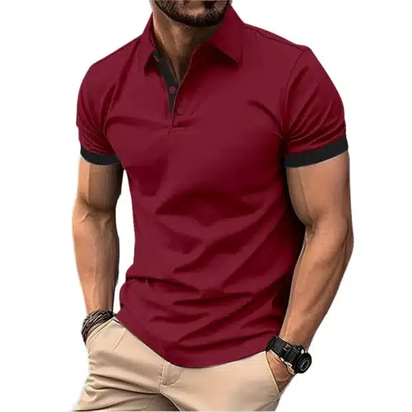 Summer Short Sleeve Polo Shirt Mens Large Stritching T Shirts Lapel Business Breathable Tee Shirt Lightweight Sweatwear - Image 5