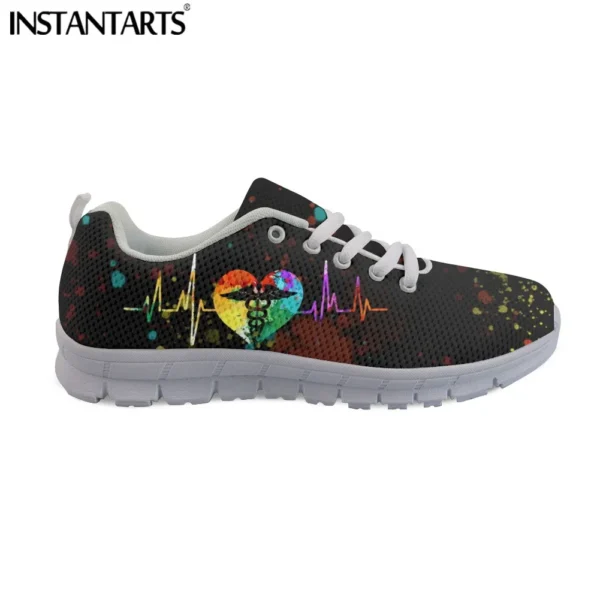 INSTANTARTS Rainbow Heart Drawing Women's Shoes Lace Up Sport Sneaker Healthcare Nursing Design Casual Flats Shoes Lightweight - Image 10