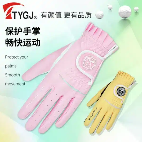 TTYGJ 2 Pair Golf Gloves For Women Breathable PU Leather Golf with Non-Slip Particle Outdoor Sports Hand Wear Golf Accessory - Image 2