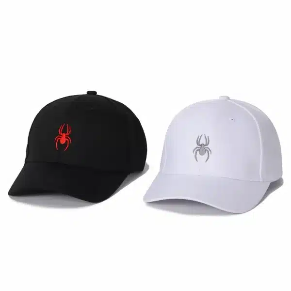 Spider couple baseball cap set embroidered black and white casual dad hat lightweight adjustable casual golf sun hat suitable fo - Image 2