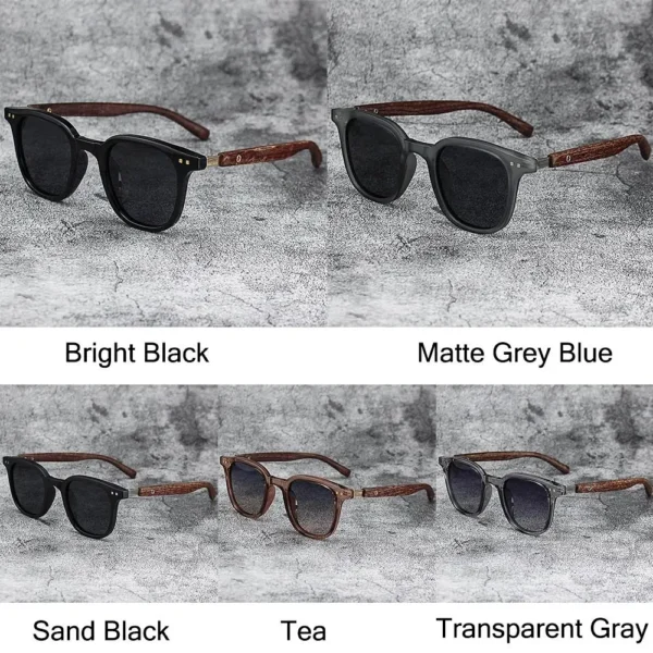 Trendy Retro Wood Grain Sunglasses for Women and Men New Square Frame Sun Glasses UV Protection Cycling Eyewear Outdoor Street - Image 5