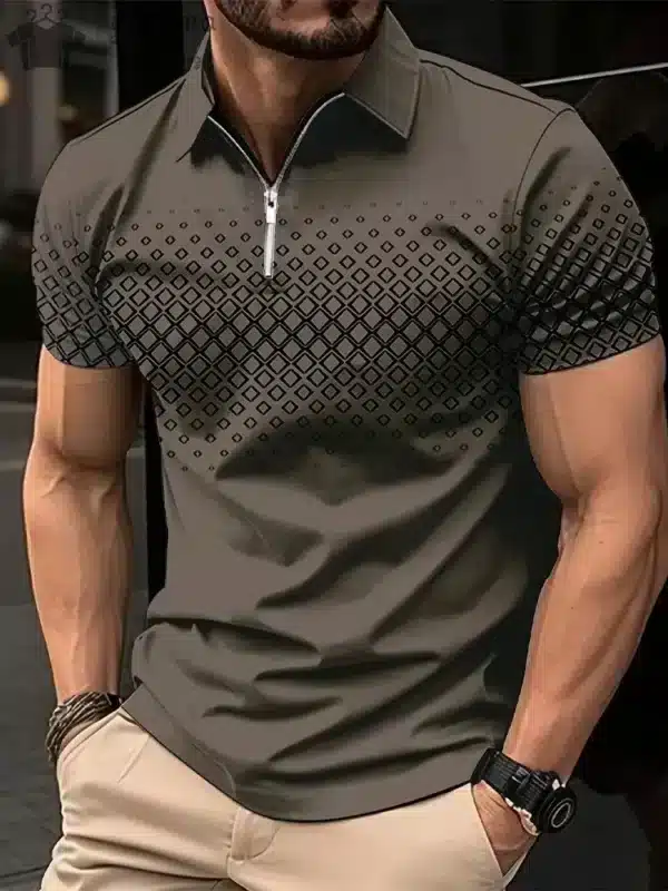 Men Polo Zipper Polo Shirt Solid Golf Tops Daily Outdoor Tees Business Casual Style Shirts Loose Oversized Men T-Shirt Clothing - Image 12