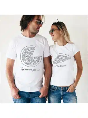Couple T-shirts Set "PIZZA" Set of 2 Couple T-shirts Love Romantic Matching Tee Tops Clothes His and Hers Shirts