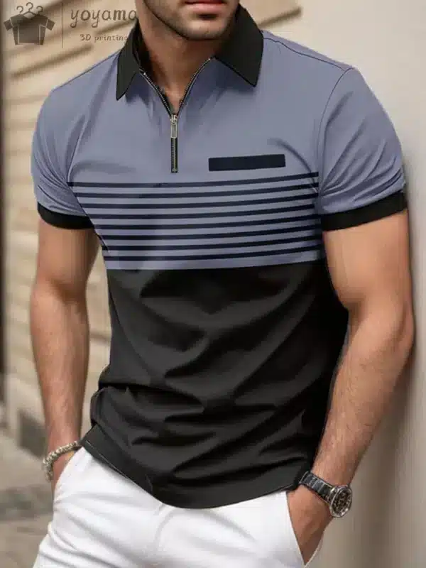 Men Polo Zipper Polo Shirt Solid Golf Tops Daily Outdoor Tees Business Casual Style Shirts Loose Oversized Men T-Shirt Clothing - Image 10