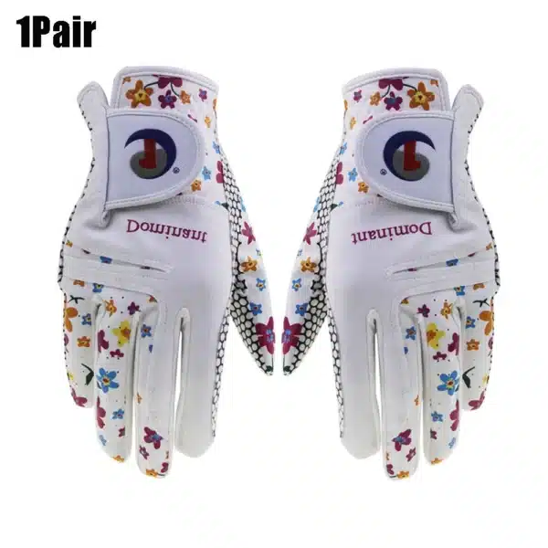 Golf Glove Women Ladies Pair Cool Leather Both Hand Summer Floral Colorful Breathable for Non Slip Gloves 1 Pair - Image 7