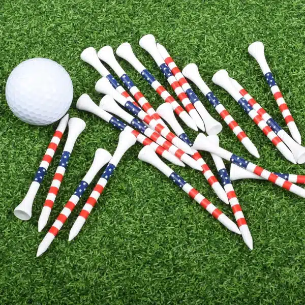 50pcs American Flag Style Durable Bamboo Golf Tees Of (3-1/4'' & 2-3/4'')  Length Golf Ball Holder Golf Training Practice tees - Image 6