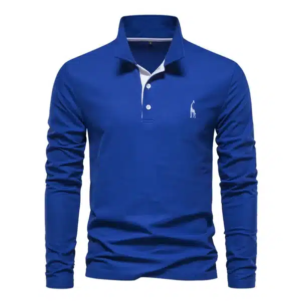 AIOPESON New Men's Deer Embroidery Polo Shirts Solid Color Long Sleeve Social Business Male - Image 9