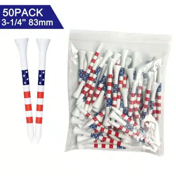 50pcs American Flag Style Durable Bamboo Golf Tees Of (3-1/4'' & 2-3/4'')  Length Golf Ball Holder Golf Training Practice tees - Image 8