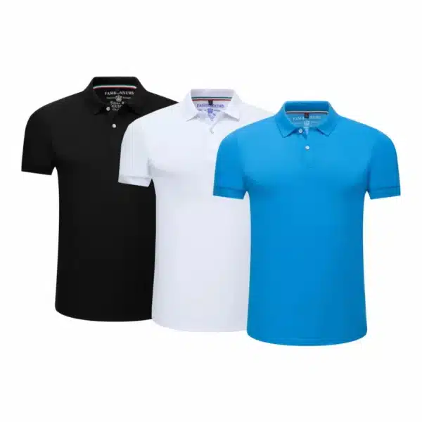 Polo 3-Piece Set Shirts Short Sleeve Casual Solid Color Fashion Summer Male Turndown Tops Work Clothes Breathabl Comfortable - Image 8