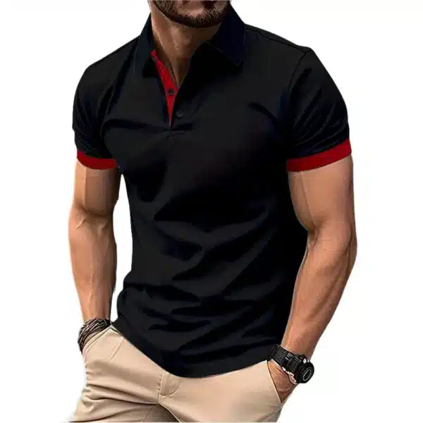 Summer Short Sleeve Polo Shirt Mens Large Stritching T Shirts Lapel Business Breathable Tee Shirt Lightweight Sweatwear - Image 9