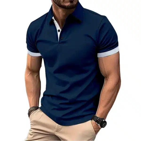 Summer Short Sleeve Polo Shirt Mens Large Stritching T Shirts Lapel Business Breathable Tee Shirt Lightweight Sweatwear - Image 7