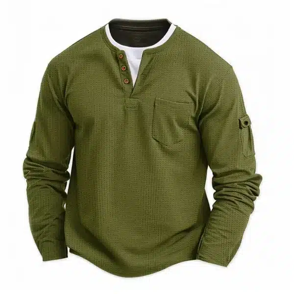 Polo Shirts, Fashion Splicing Bottom Shirt, Fake Two Double Layer V-Neck Men's Long Sleeve T-Shirt, Polo Shirts - Image 5
