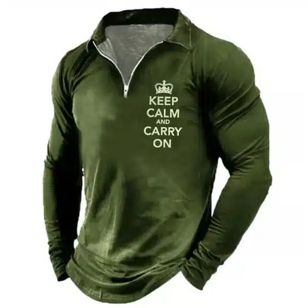 Men T-shirt Collar Polo Golf Letter Plain Turndown 3d Print Pattern Crown Street Long Sleeve Zipper Luxury Men's Clothing Spring - Image 8