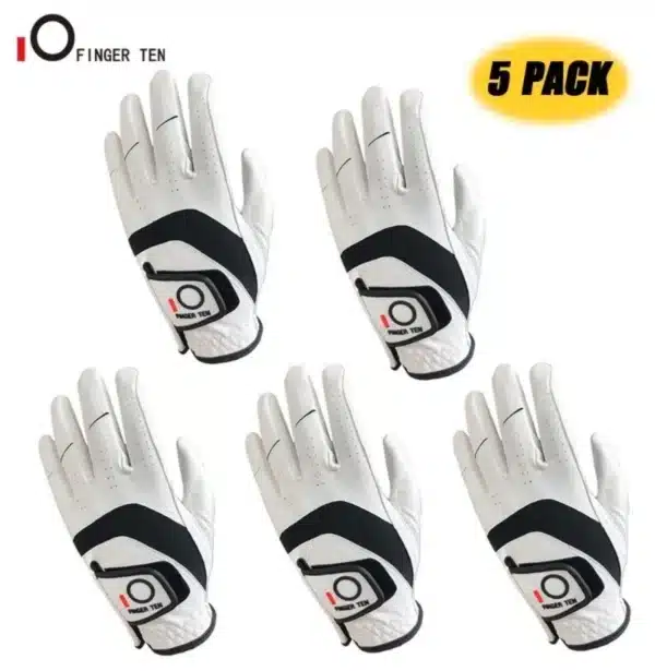 5 Pcs Cabretta Leather Golf Gloves Men Left Right Hand Rain Grip Wear Resistant Flexible Comfortable Drop Shipping
