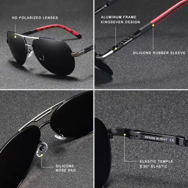 KINGSEVEN New Fashion Men’s Sunglasses High Quality Aluminum Luxury Retro Functional Glasses Women Pilot Accessory Eyewear - Image 5