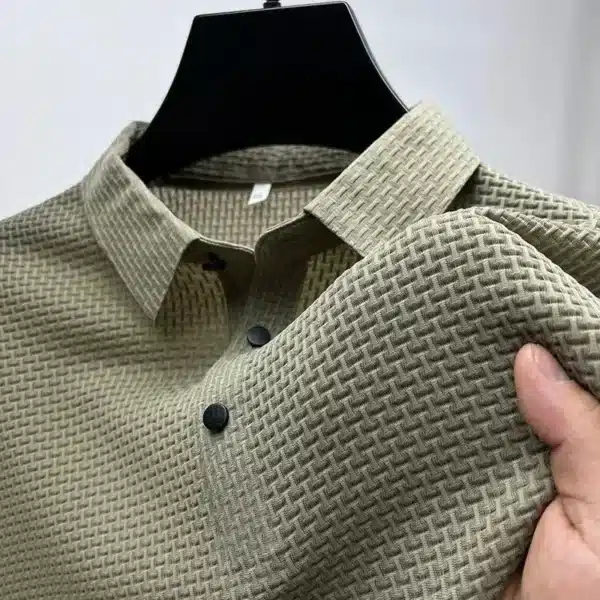 Asian Sizes Golf shirt Summer New Men's Lop-up Hollow Short-sleeved Polo Shirt Ice Silk - Image 7