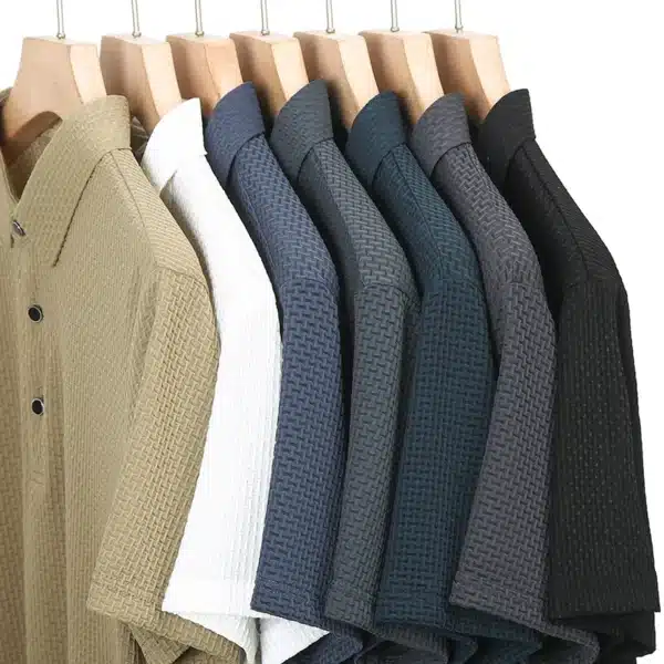 Asian Sizes Golf shirt Summer New Men's Lop-up Hollow Short-sleeved Polo Shirt Ice Silk - Image 5