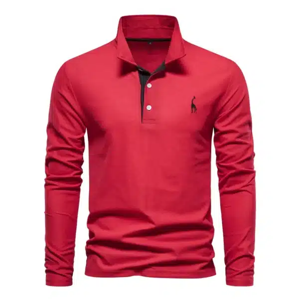 AIOPESON New Men's Deer Embroidery Polo Shirts Solid Color Long Sleeve Social Business Male - Image 11