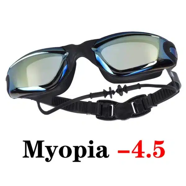 Adult Myopia Swimming Goggles Earplug Professional Pool Glasses Anti Fog Men Women Optical Waterproof Eyewear  Diopter - Image 2