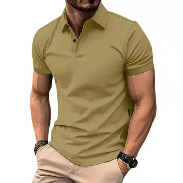 Summer Men's Solid Color Polo Shirt Short Sleeve Lapel Button Tshirts for Men Casual Streetwear Lightweight Jogging Tops - Image 11
