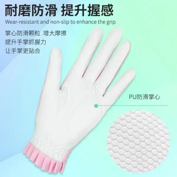 TTYGJ 2 Pair Golf Gloves For Women Breathable PU Leather Golf with Non-Slip Particle Outdoor Sports Hand Wear Golf Accessory - Image 4