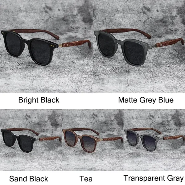 Trendy Retro Wood Grain Sunglasses for Women and Men New Square Frame Sun Glasses UV Protection Cycling Eyewear Outdoor Street - Image 2