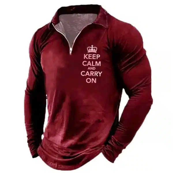 Men T-shirt Collar Polo Golf Letter Plain Turndown 3d Print Pattern Crown Street Long Sleeve Zipper Luxury Men's Clothing Spring - Image 10