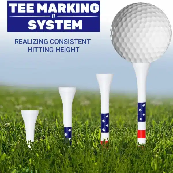 50pcs American Flag Style Durable Bamboo Golf Tees Of (3-1/4'' & 2-3/4'')  Length Golf Ball Holder Golf Training Practice tees - Image 2