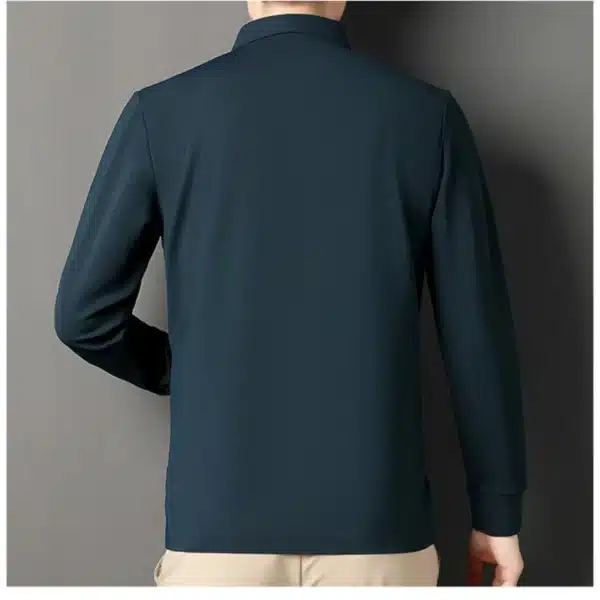 Slim Fit Blouse Collar T-shirt，Men's New Polo Shirt, Seamless Premium Luxury Cool Fabric, Business Casual Golf，POLOS - Image 3