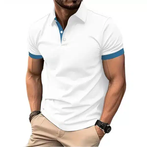 Summer Short Sleeve Polo Shirt Mens Large Stritching T Shirts Lapel Business Breathable Tee Shirt Lightweight Sweatwear - Image 14
