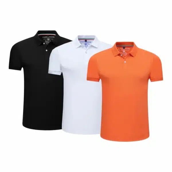 Polo 3-Piece Set Shirts Short Sleeve Casual Solid Color Fashion Summer Male Turndown Tops Work Clothes Breathabl Comfortable - Image 9