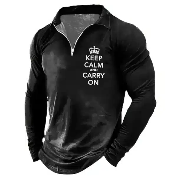 Men T-shirt Collar Polo Golf Letter Plain Turndown 3d Print Pattern Crown Street Long Sleeve Zipper Luxury Men's Clothing Spring - Image 5