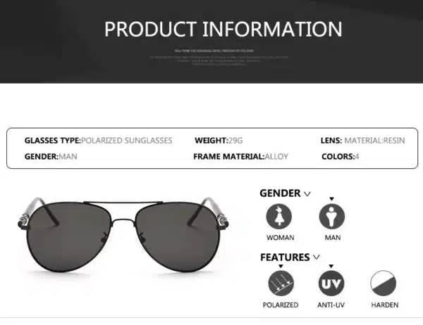Sunglasses Men  Polarized Fashion Classic Pilot Sun Glasses Fishing Driving Goggles Shades For Women Oculos - Image 4