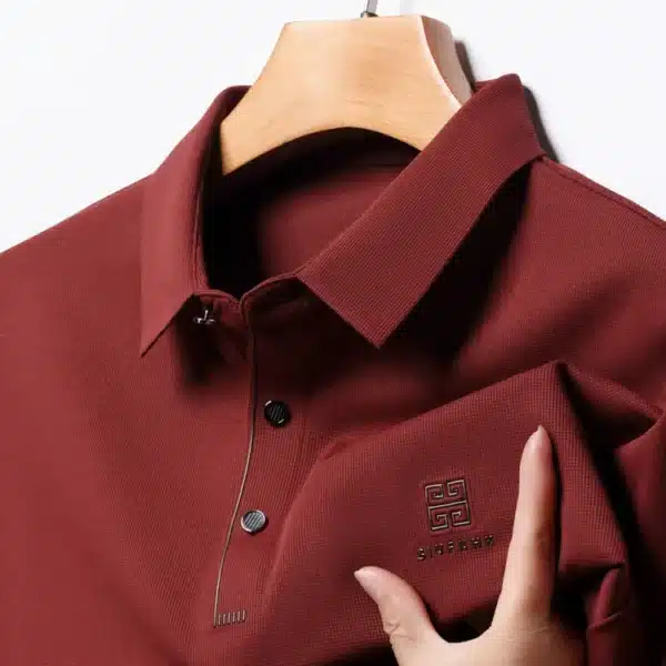 Slim Fit Blouse Collar T-shirt，Men's New Polo Shirt, Seamless Premium Luxury Cool Fabric, Business Casual Golf，POLOS - Image 8