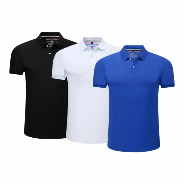 Polo 3-Piece Set Shirts Short Sleeve Casual Solid Color Fashion Summer Male Turndown Tops Work Clothes Breathabl Comfortable - Image 7